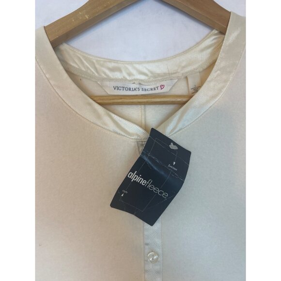 NWT Vintage 90s Victoria’s Secret Cream Fleece Pajama One Piece L Cottagecore - Picture 12 of 12